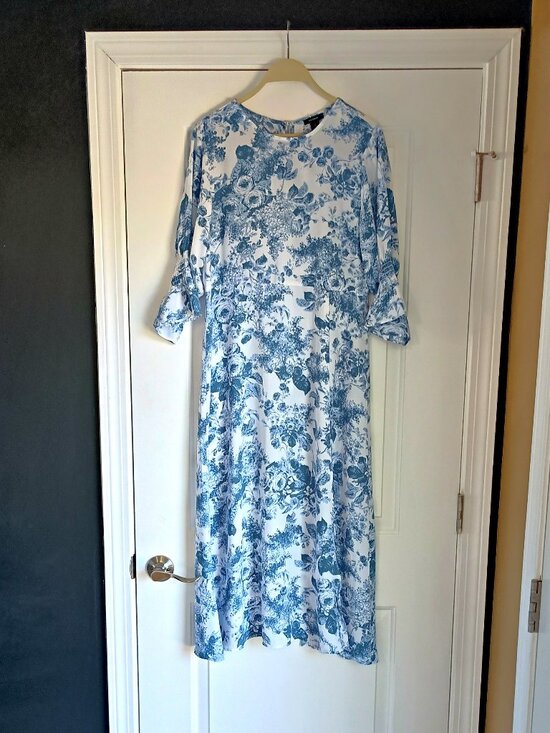 Halogen Dresses & Skirts - NWOT! HALOGEN BLUE ROSES TOILE FLORAL DRESS SZ M